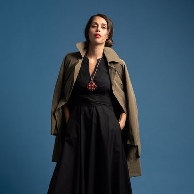 Trench donna doppiopetto in tessuto nylon mano pesca